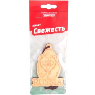 Освежитель подвесной деревянный SKYWAY Медведь RUSSIA Свежесть