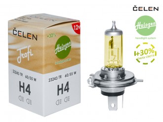Автолампа H4 12V 60/55W Celen, Halogen Trofi +30% (желтая)
