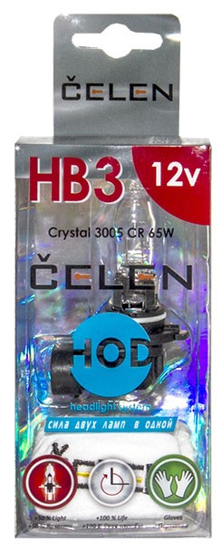 Автолампа HB3 12V 65W Celen, HOD Crystal +50% (прозрачная)