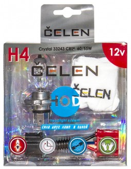 Автолампа H4 12V 60/55W Celen, HOD Crystal +50% (прозрачная)