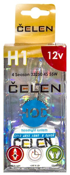 Автолампа H1 12V 55W Celen, HOD 4 Season +50% (желтая)
