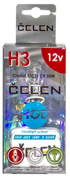 Автолампа H3 12V 55W Celen, HOD Crystal +50% (прозрачная)